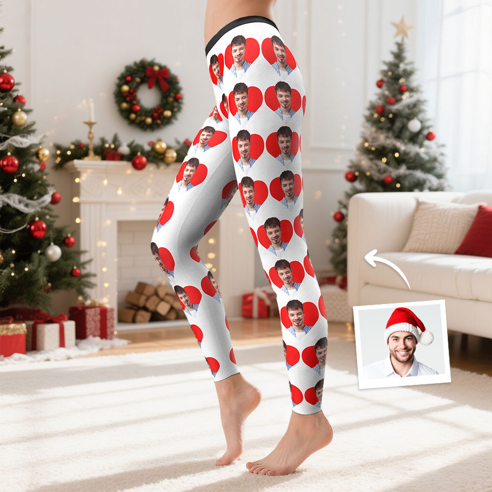 Custom Face Leggings Christmas Lights High Waisted Leggings - MyFaceSocks
