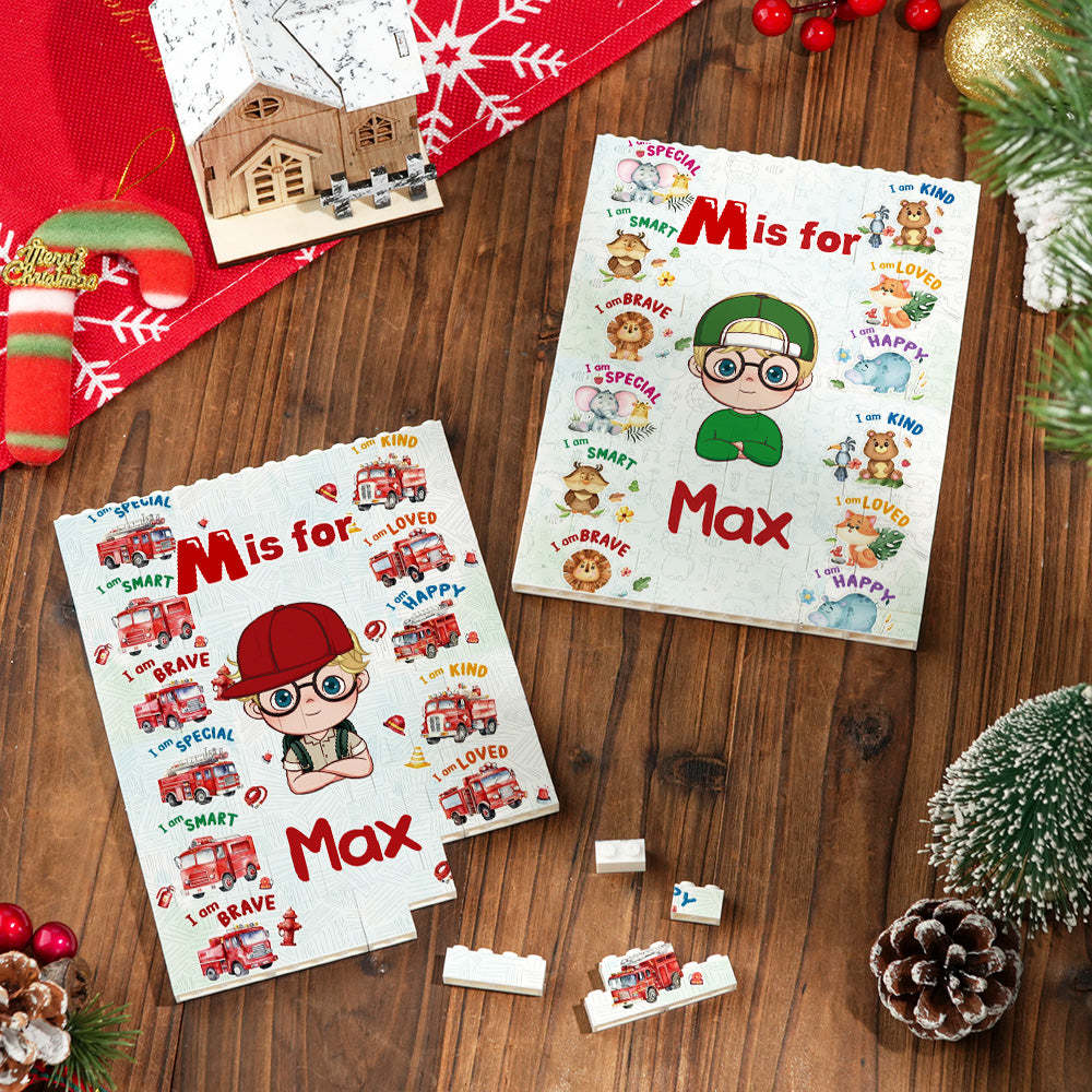 Custom Cartoon Character Christmas Square Building Block Creative Christmas Gift for Kids - MyFaceSocks