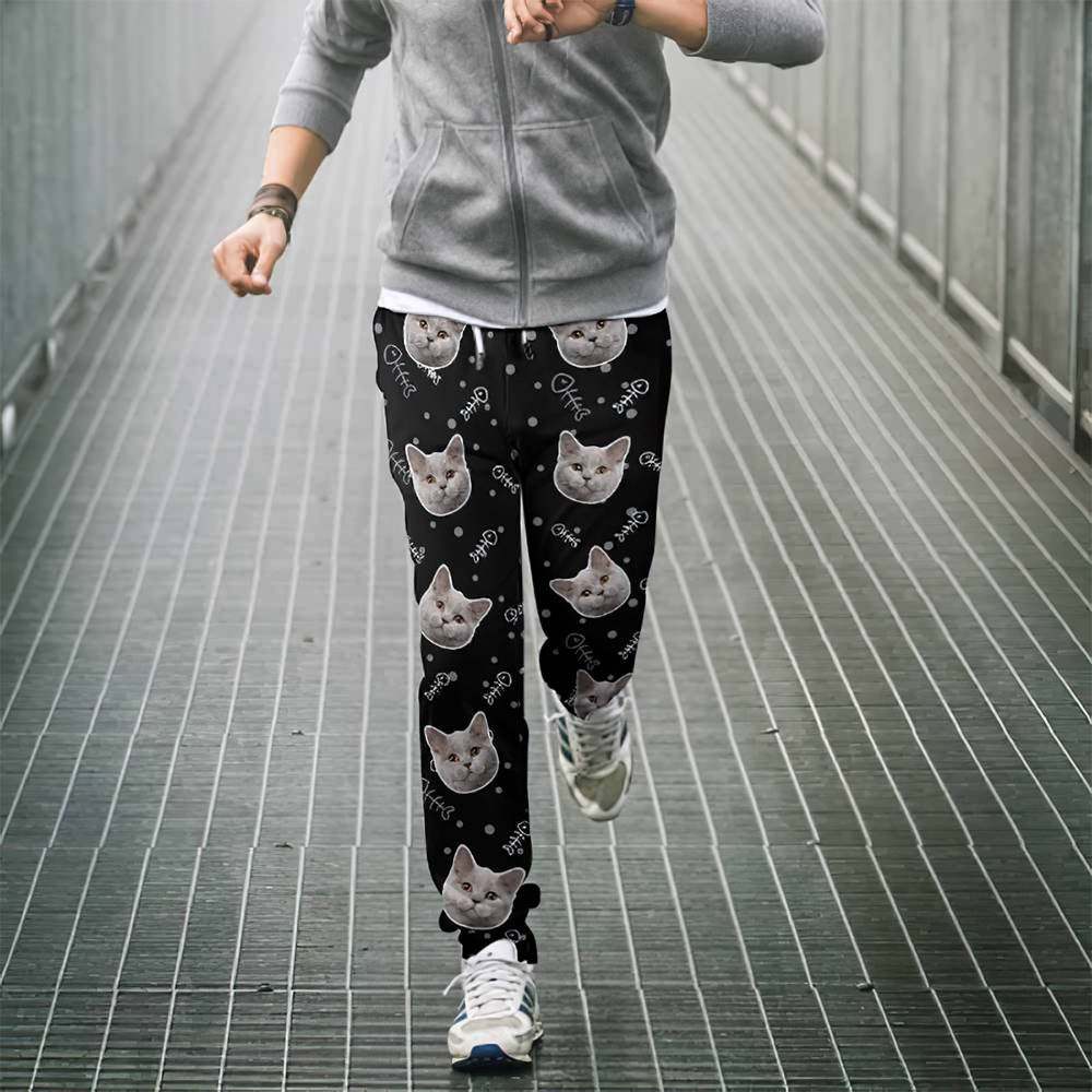 Custom Cat Face Sweatpants Unisex Joggers Gift For Pet Lovers