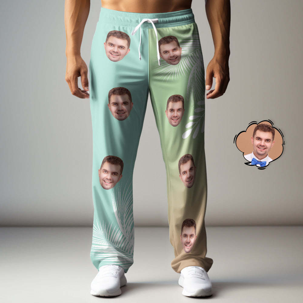 Custom Face Sweatpants Gradient Hawaiian Personalized Casual Golf Pants for Him - MyFaceSocks