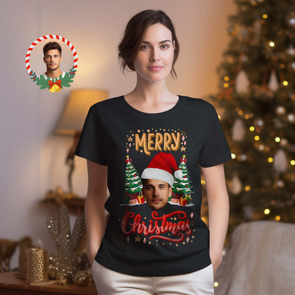 Custom Christmas Face T-shirt Funny Merry Christmas Photo Shirt - MyFaceSocks