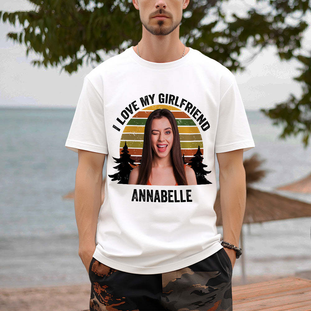 Custom Photo and Text Retro Sunset T-shirt Personalized Vintage Tee - MyFaceSocks