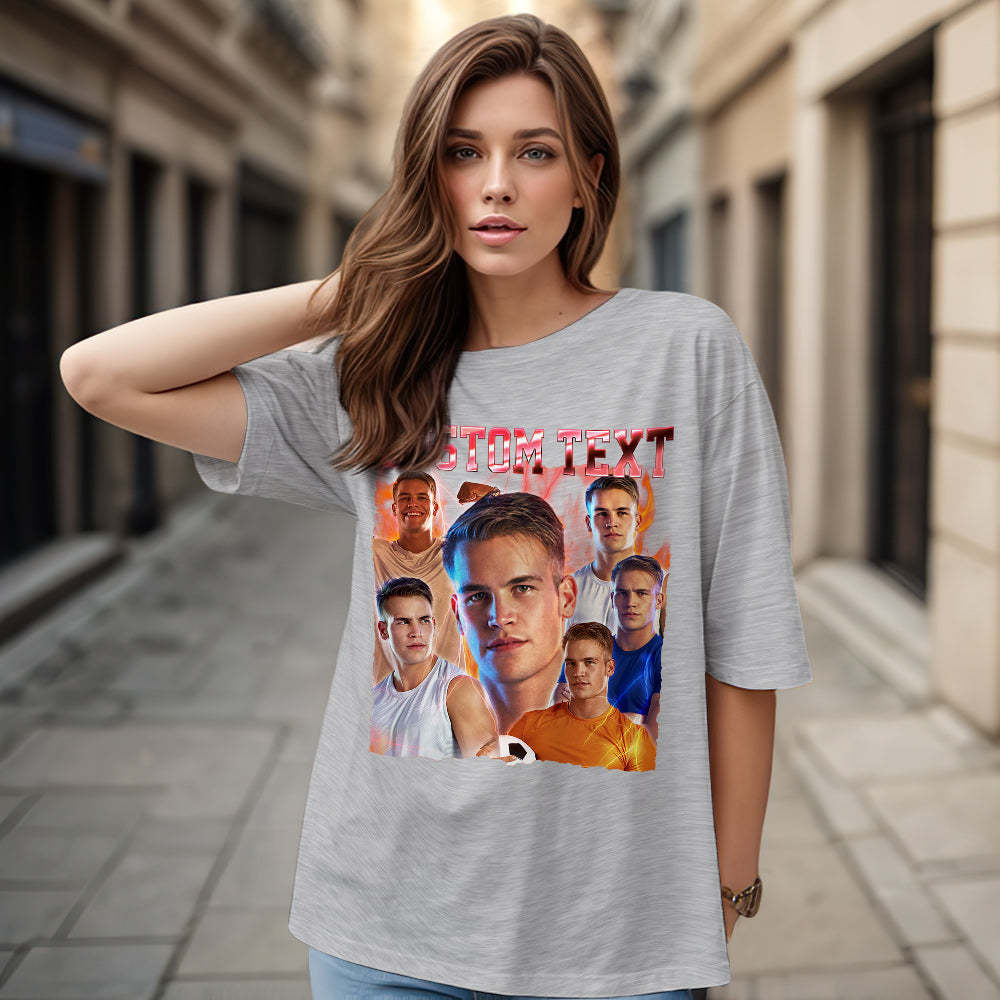 Custom Text and Photo Vintage Tee Custom Bootleg T-Shirts for Men and Women - MyFaceSocks