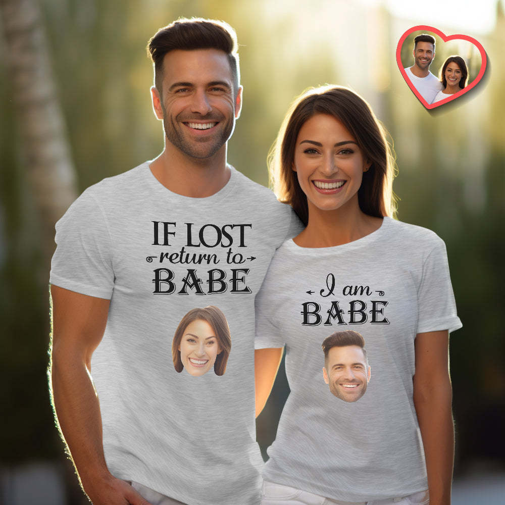 Custom Couple Matching T-shirts Love Babe Personalized Matching Couple Shirts Valentine's Day Gift - MyFaceSocks