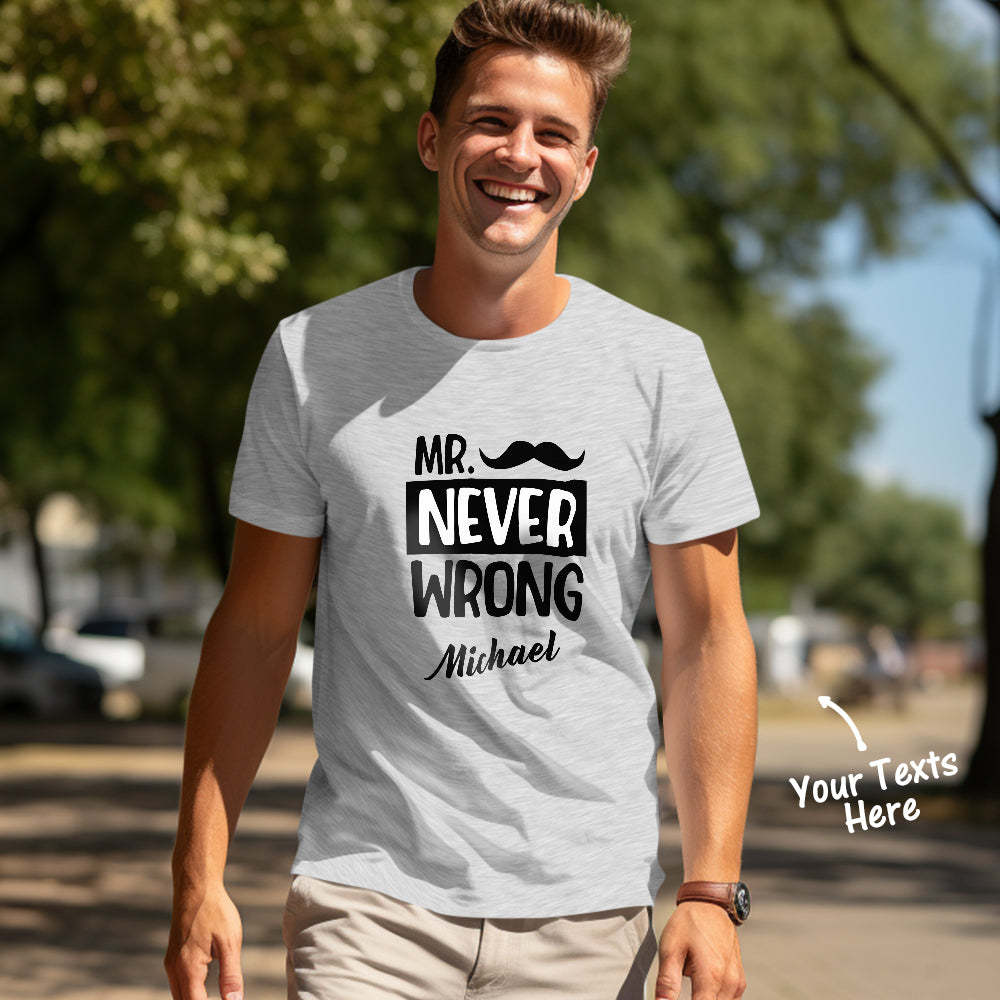 Custom Couple Matching T-shirts Mr Never Wrong and Mrs Always Right Valentine's Day Gift - MyFaceSocks