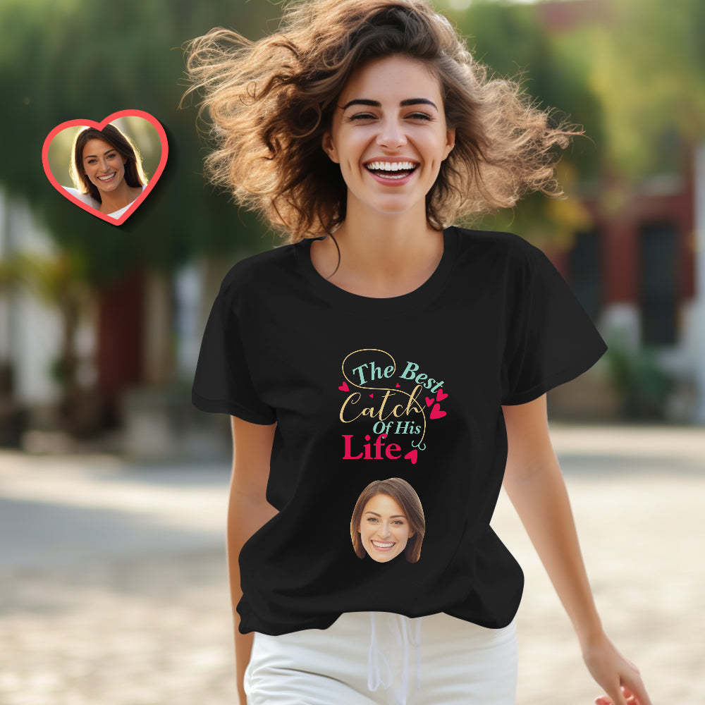 Custom Couple Matching T-shirts Best Catch Personalized Matching Couple Shirts Valentine's Day Gift - MyFaceSocks