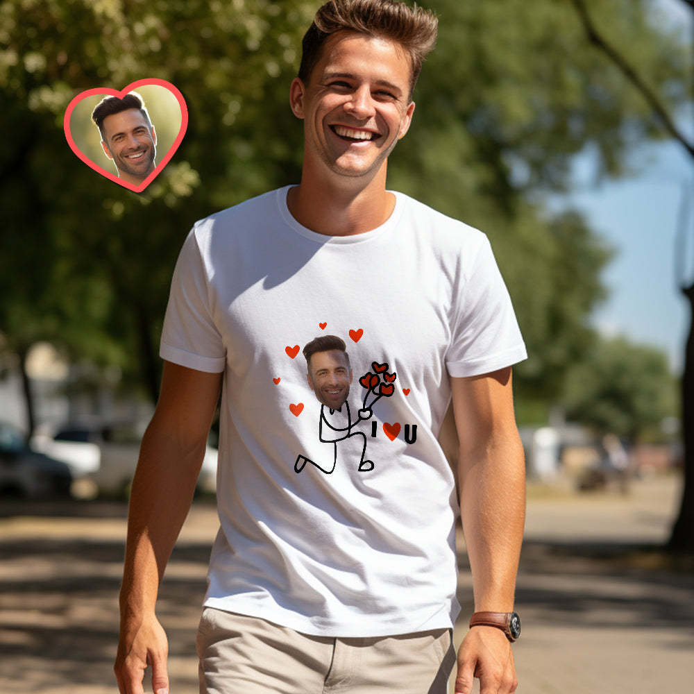 Custom Couple Matching T-shirts I Love You Too Personalized Matching Couple Shirts Valentine's Day Gift - MyFaceSocks