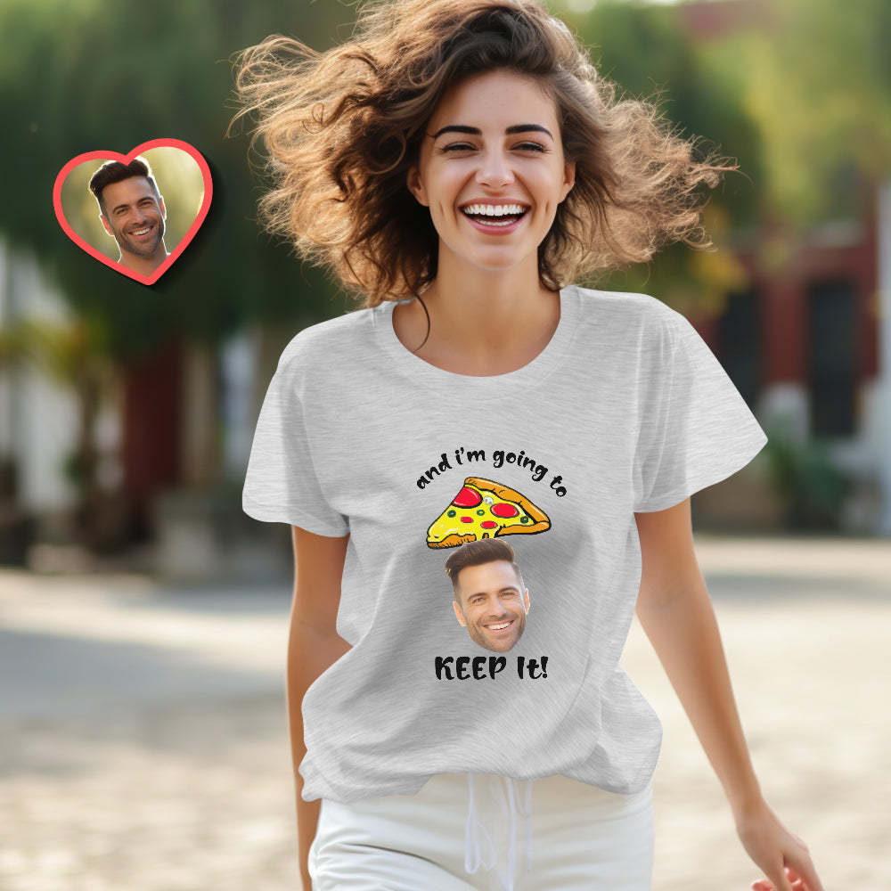 Custom Couple Matching T-shirts Pizza My Heart Personalized Matching Couple Shirts Valentine's Day Gift - MyFaceSocks