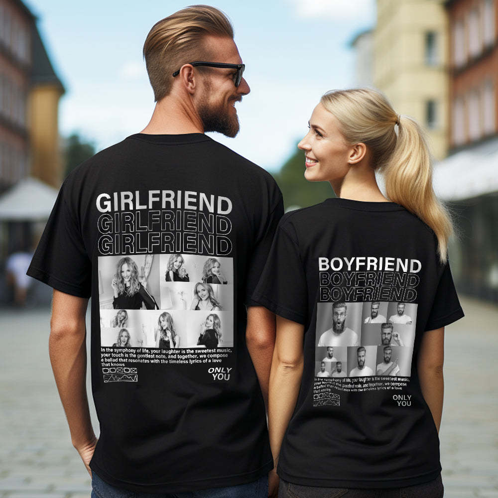 Custom Photo T-shirts Personalized Pictures T-shirt Valentine's Day Gifts for Couples - MyFaceSocks