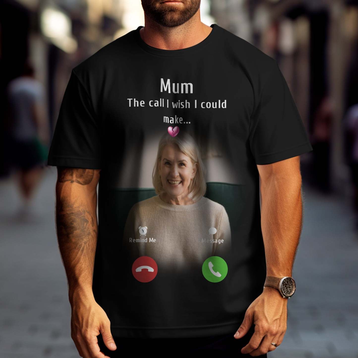 Custom Photo Memorial Mom T-shirt Memorial Gift Idea Personalized Shirt The Call I Wish I Could Make - MyFaceSocks