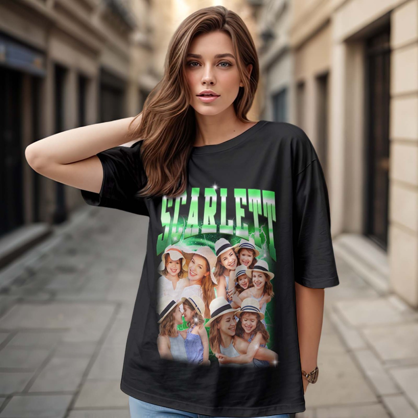 Personalized Mother's Day T-Shirt Custom Photo and Text Vintage Style Shirt Gift for Mom - MyFaceSocks