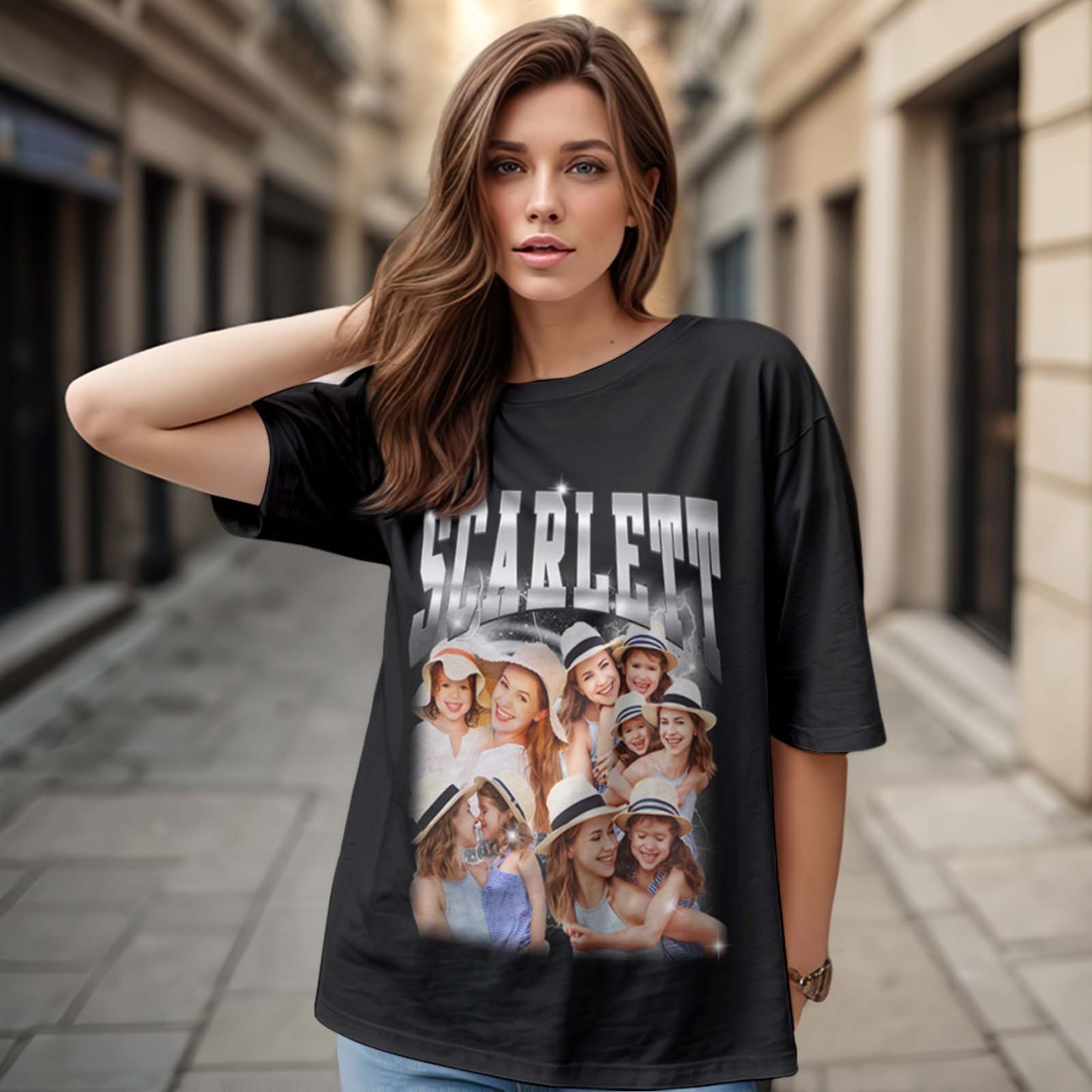 Personalized Mother's Day T-Shirt Custom Photo and Text Vintage Style Shirt Gift for Mom - MyFaceSocks