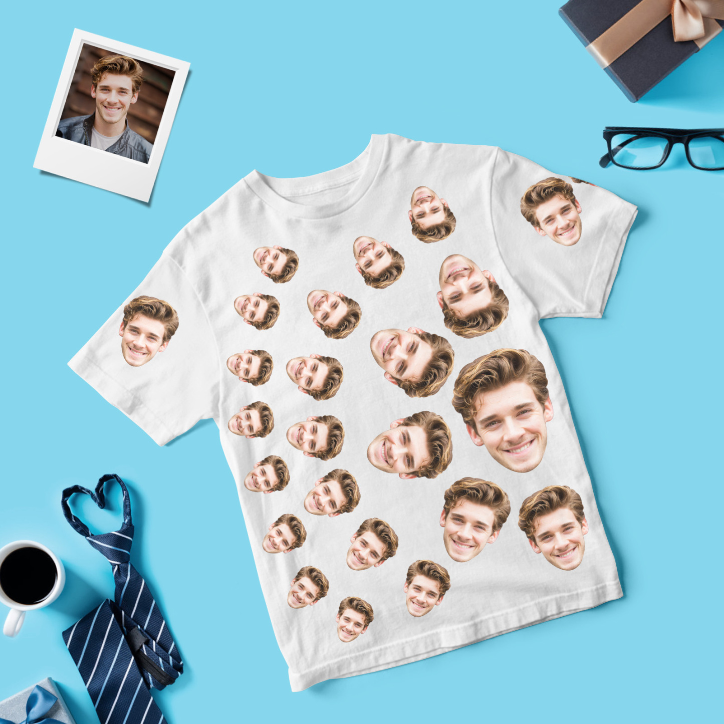 Personalized Father Shirt Name and Photo Shirt Custom Fathers Day Oil Painting Effect T Shirt Gift - MyFaceSocks