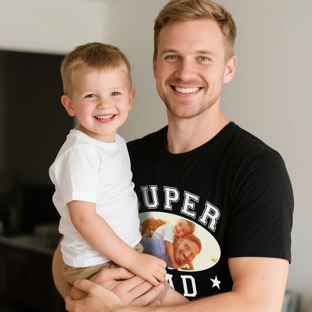 Custom Photo Shirt With Name Personalized Dad Shirt Super Dad Father's Day Shirt Gift For Father - MyFaceSocks