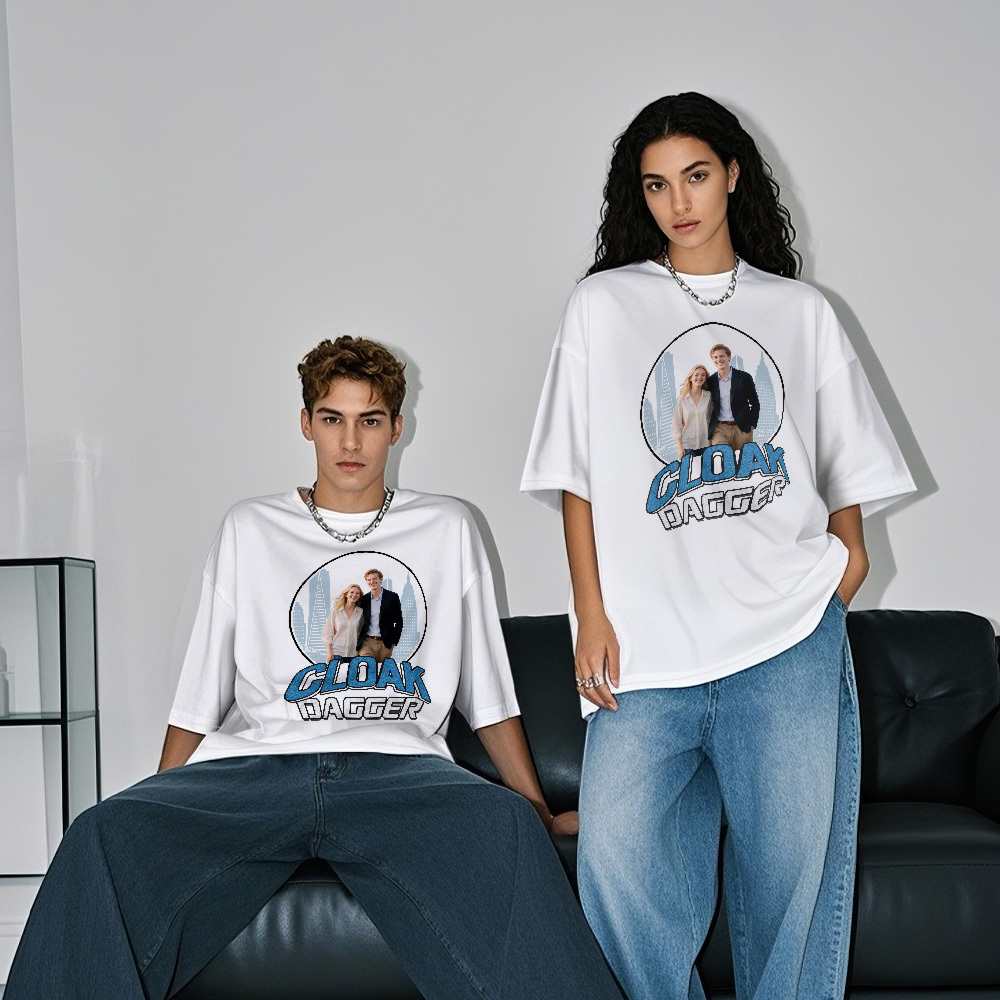 Custom Photo Vintage T-Shirt Cloak And Dagger Personalized Face Shirt - MyFaceSocks