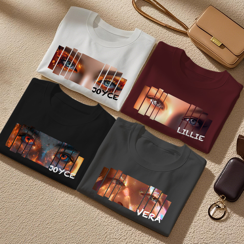 Custom Eyes Shirt Girlfriend Eyes Tee Personalized Photo and Name - MyFaceSocks