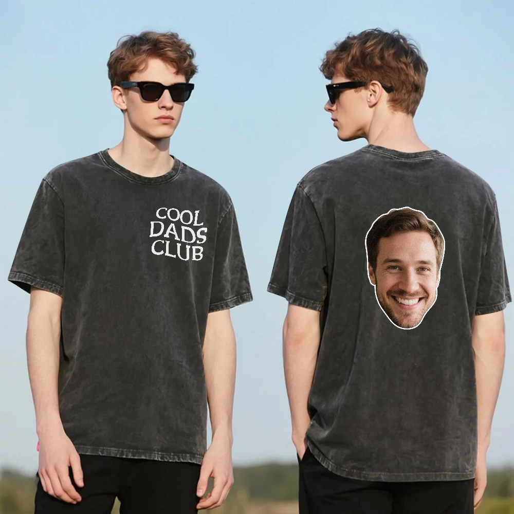 Custom Dads Club Photo Multicolor T-Shirt Personalized Text Shirt for Fathers Day Gift - MyFaceSocks