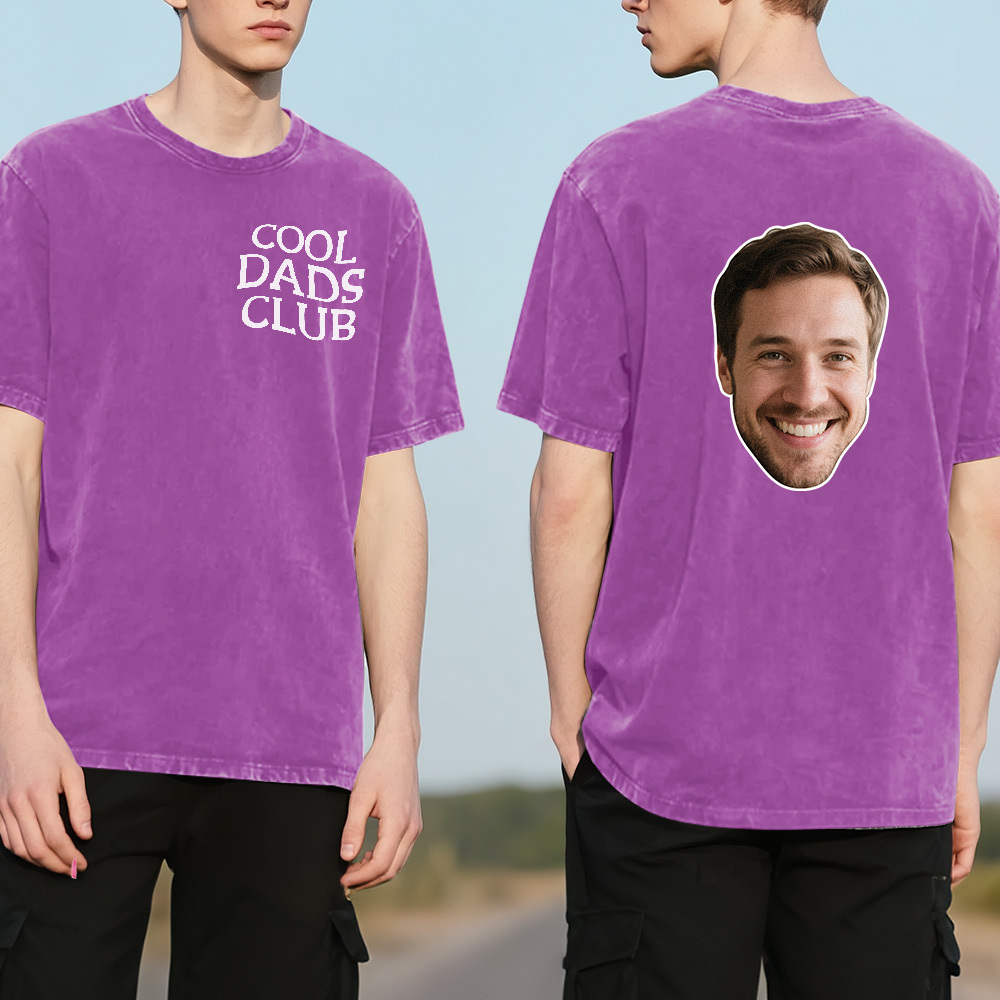 Custom Dads Club Photo Multicolor T-Shirt Personalized Text Shirt for Fathers Day Gift - MyFaceSocks