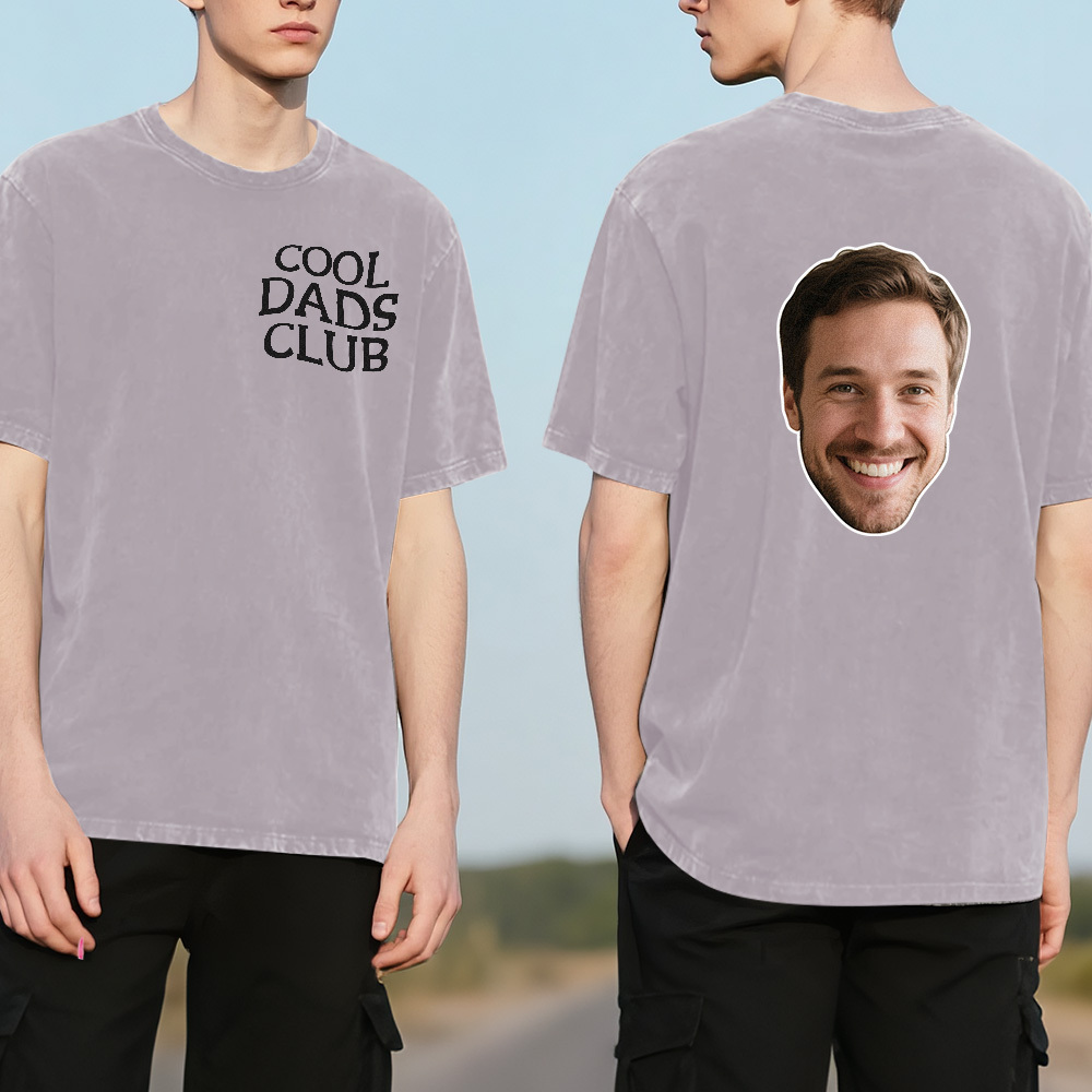 Custom Dads Club Photo Multicolor T-Shirt Personalized Text Shirt for Fathers Day Gift - MyFaceSocks