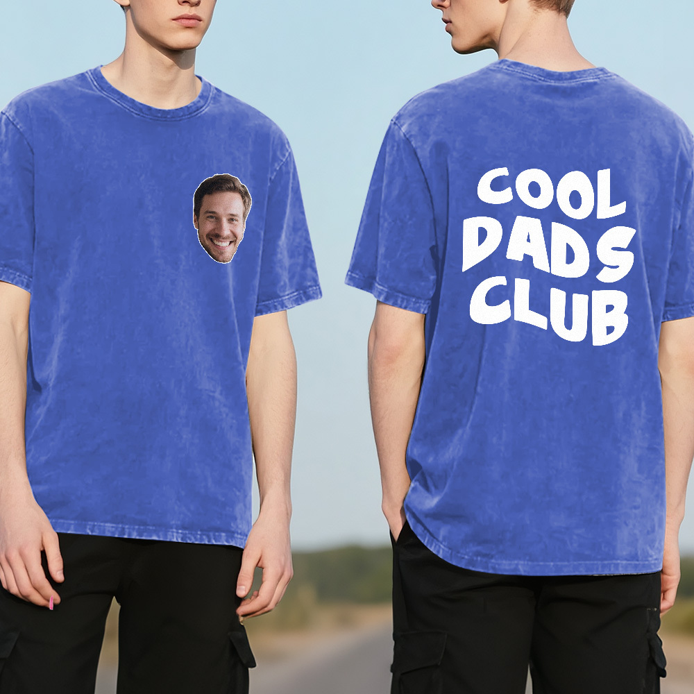 Custom Dads Club Photo Multicolor T-Shirt Personalized Text Shirt for Fathers Day Gift - MyFaceSocks