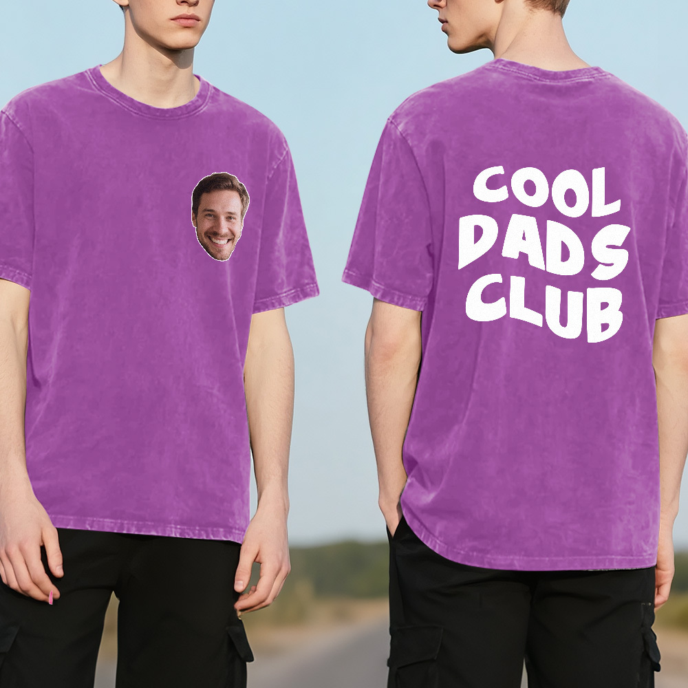 Custom Dads Club Photo Multicolor T-Shirt Personalized Text Shirt for Fathers Day Gift - MyFaceSocks