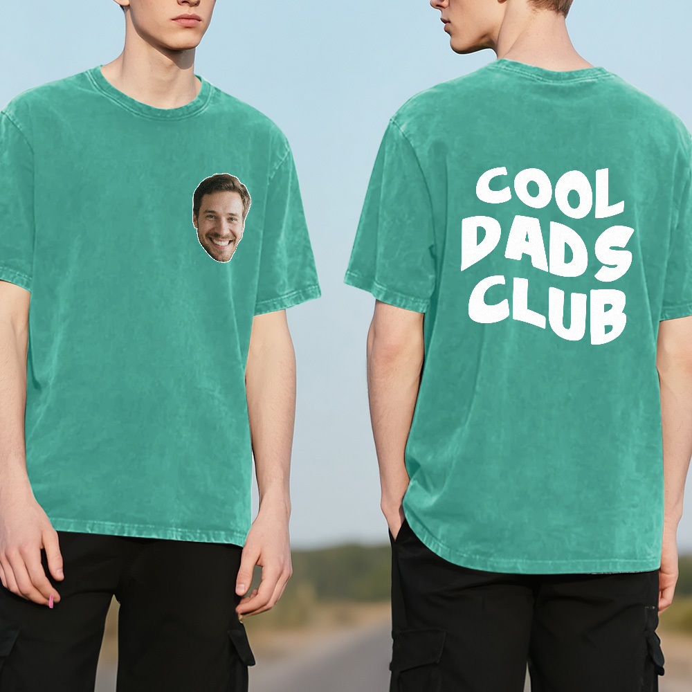 Custom Dads Club Photo Multicolor T-Shirt Personalized Text Shirt for Fathers Day Gift - MyFaceSocks