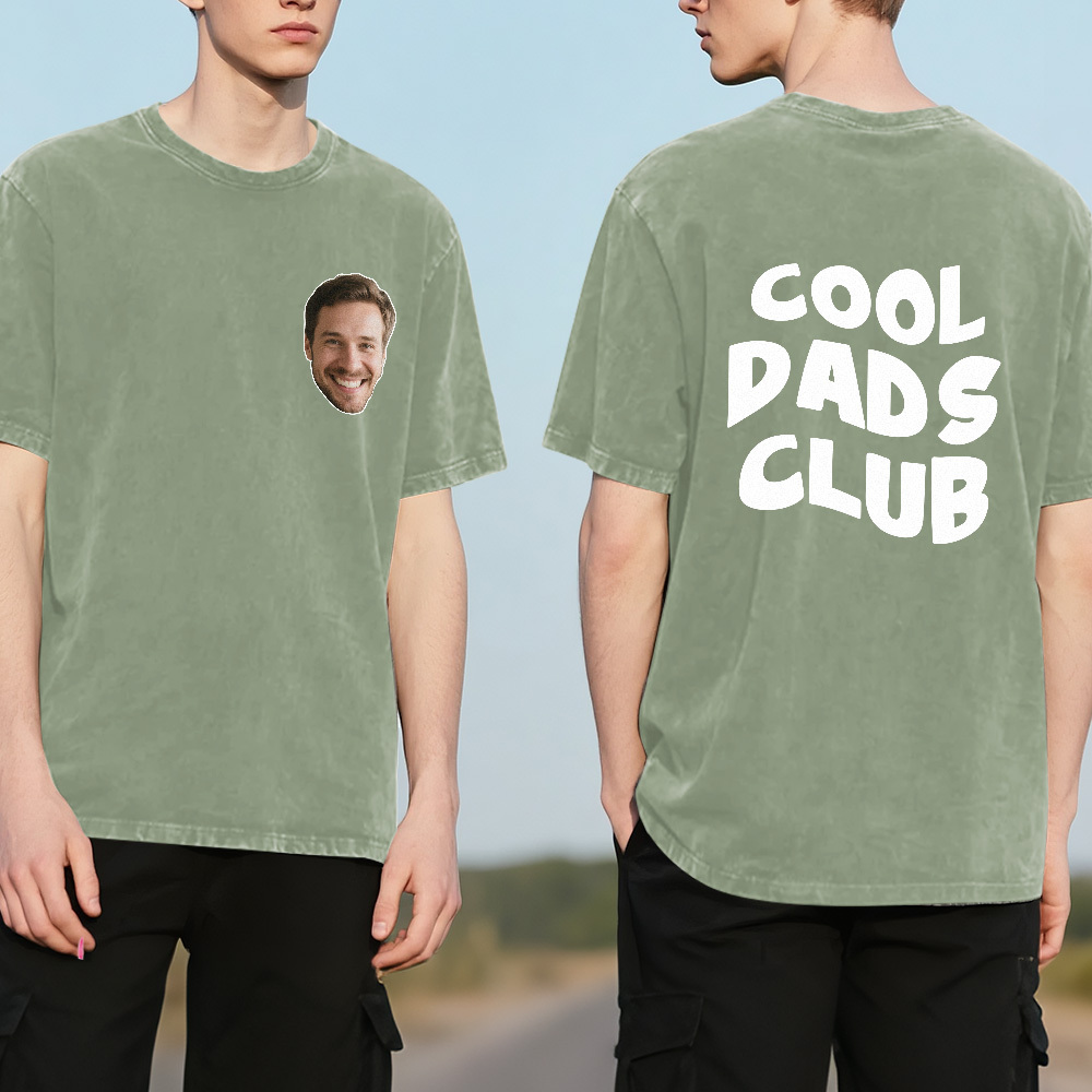 Custom Dads Club Photo Multicolor T-Shirt Personalized Text Shirt for Fathers Day Gift - MyFaceSocks