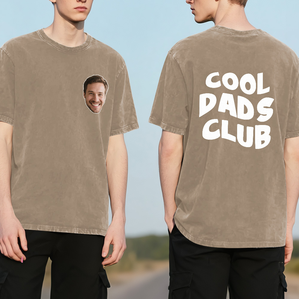 Custom Dads Club Photo Multicolor T-Shirt Personalized Text Shirt for Fathers Day Gift - MyFaceSocks