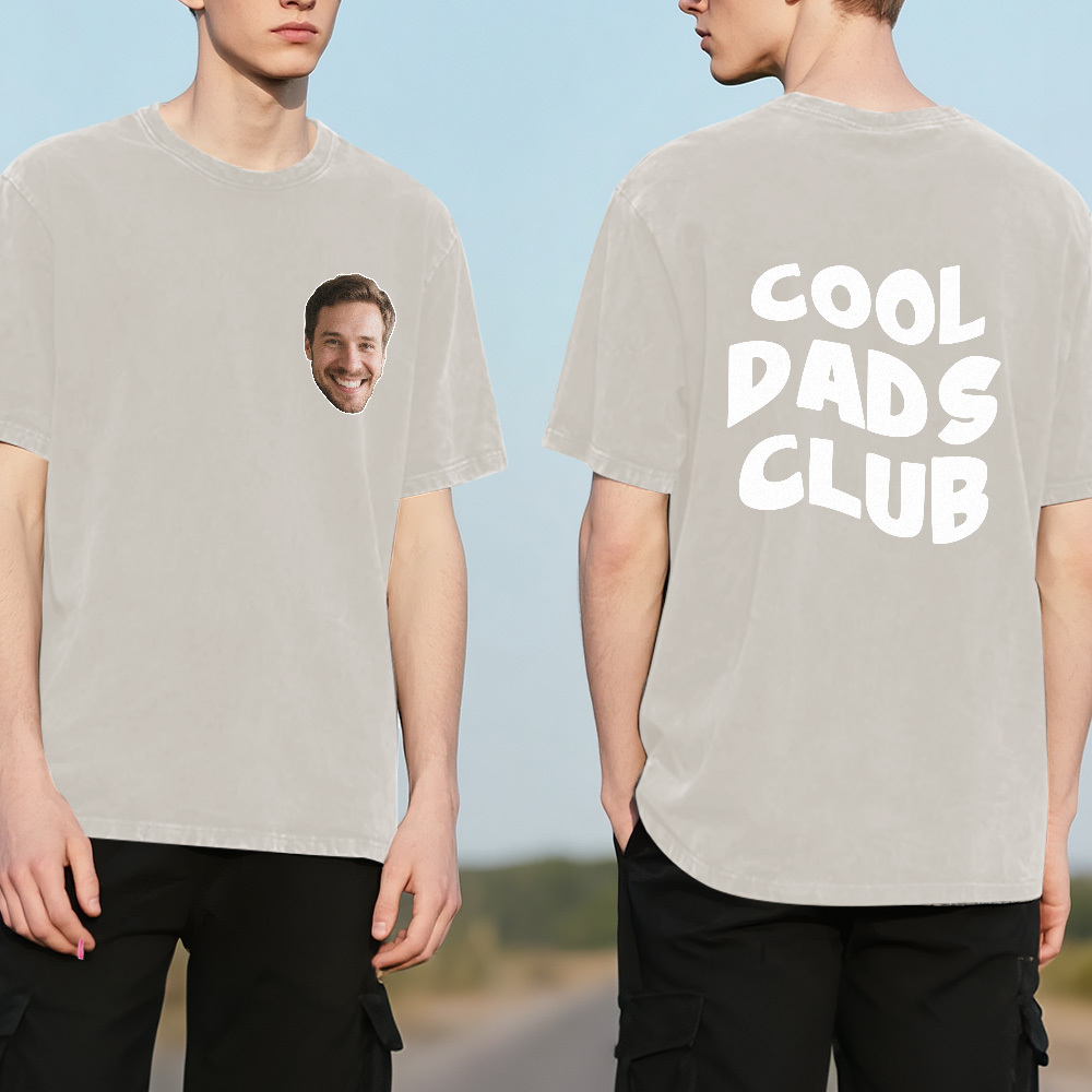 Custom Dads Club Photo Multicolor T-Shirt Personalized Text Shirt for Fathers Day Gift - MyFaceSocks