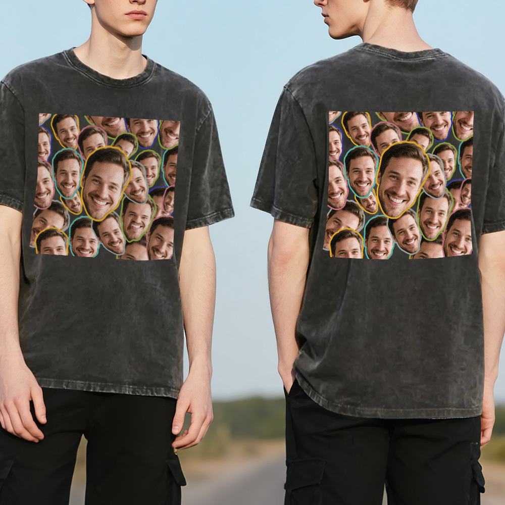 Custom Dads Club Photo Multicolor T-Shirt Personalized Text Shirt for Fathers Day Gift - MyFaceSocks