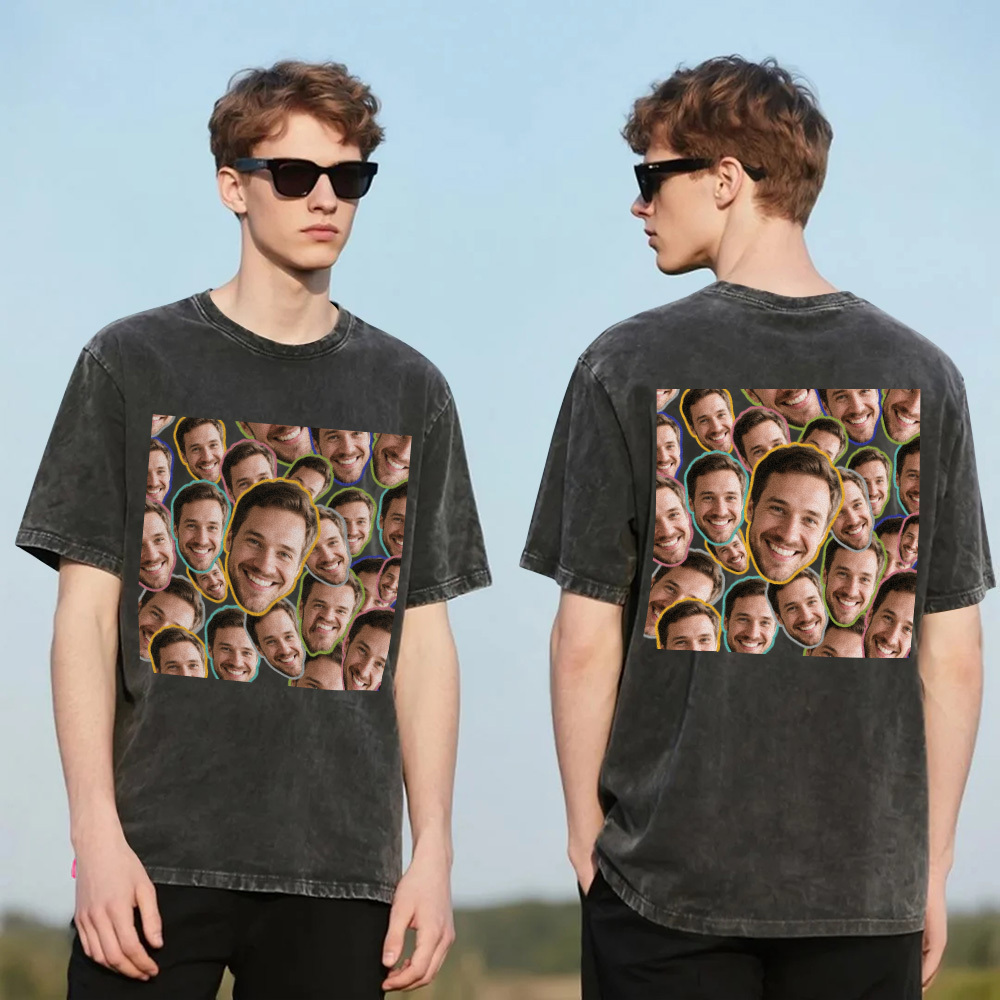 Custom Dads Club Photo Multicolor T-Shirt Personalized Text Shirt for Fathers Day Gift - MyFaceSocks