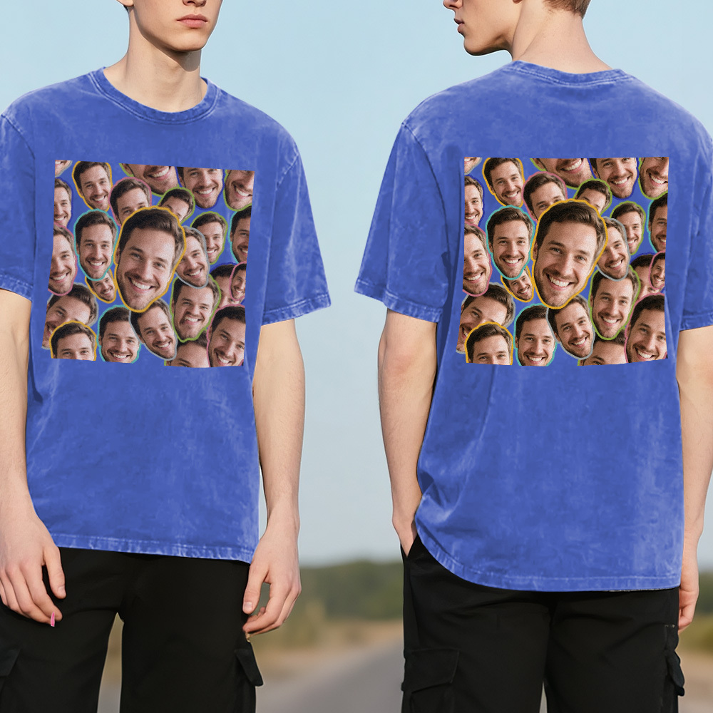 Custom Dads Club Photo Multicolor T-Shirt Personalized Text Shirt for Fathers Day Gift - MyFaceSocks