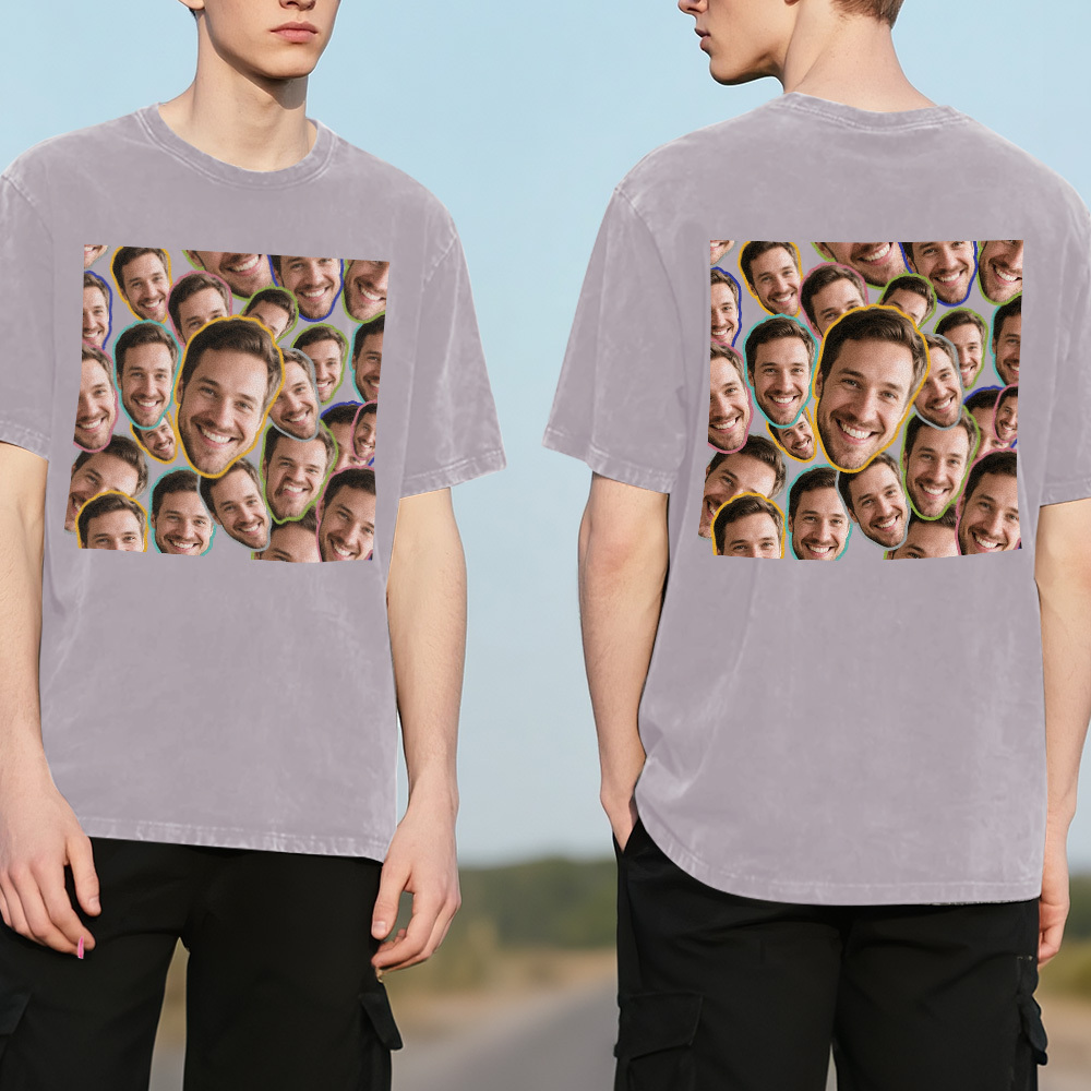 Custom Dads Club Photo Multicolor T-Shirt Personalized Text Shirt for Fathers Day Gift - MyFaceSocks