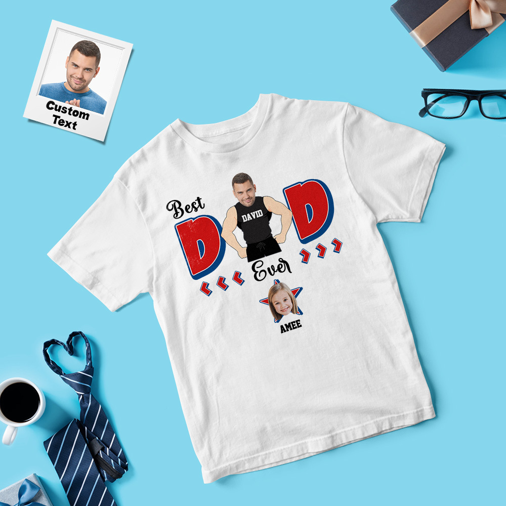 Personalized Muscle Dad Shirt Father's Day Shirt Custom Photo Tshirt Gift Happy Fathers Day Gift