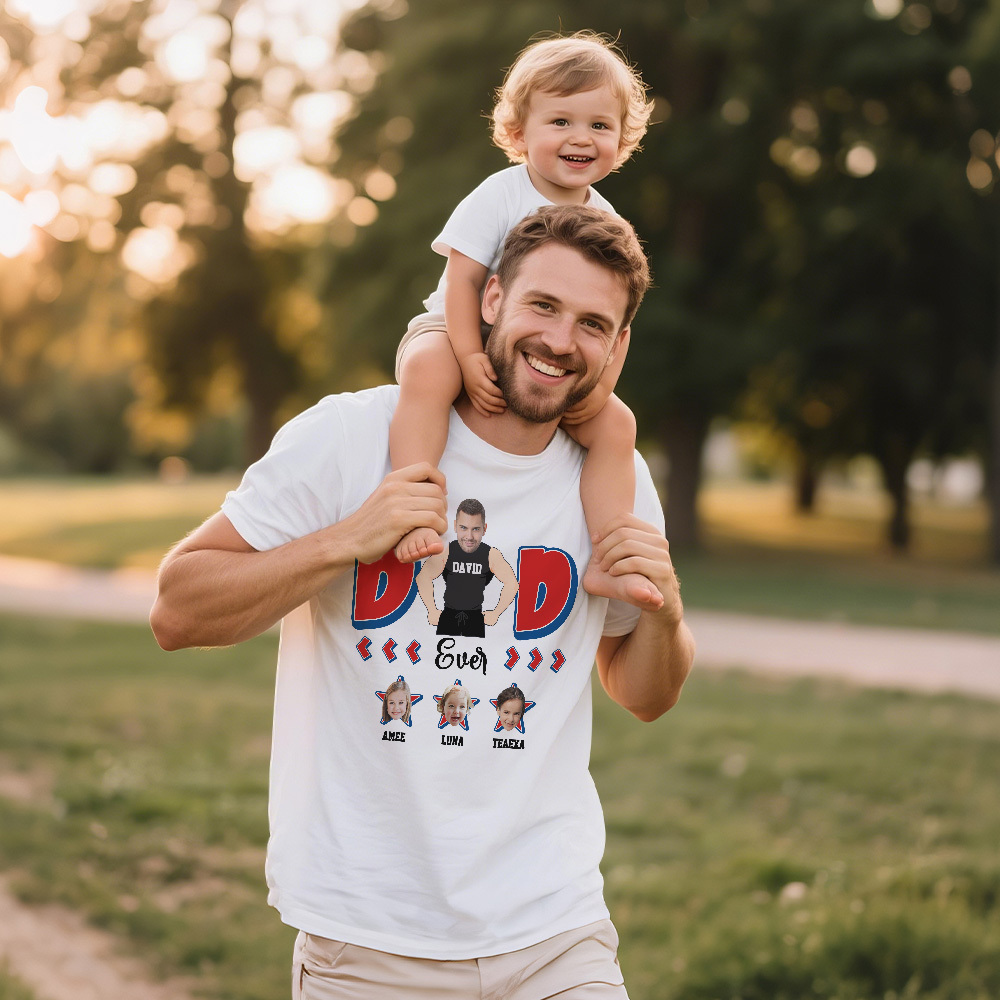 Personalized Muscle Dad Shirt Father's Day Shirt Custom Photo Tshirt Gift Happy Fathers Day Gift