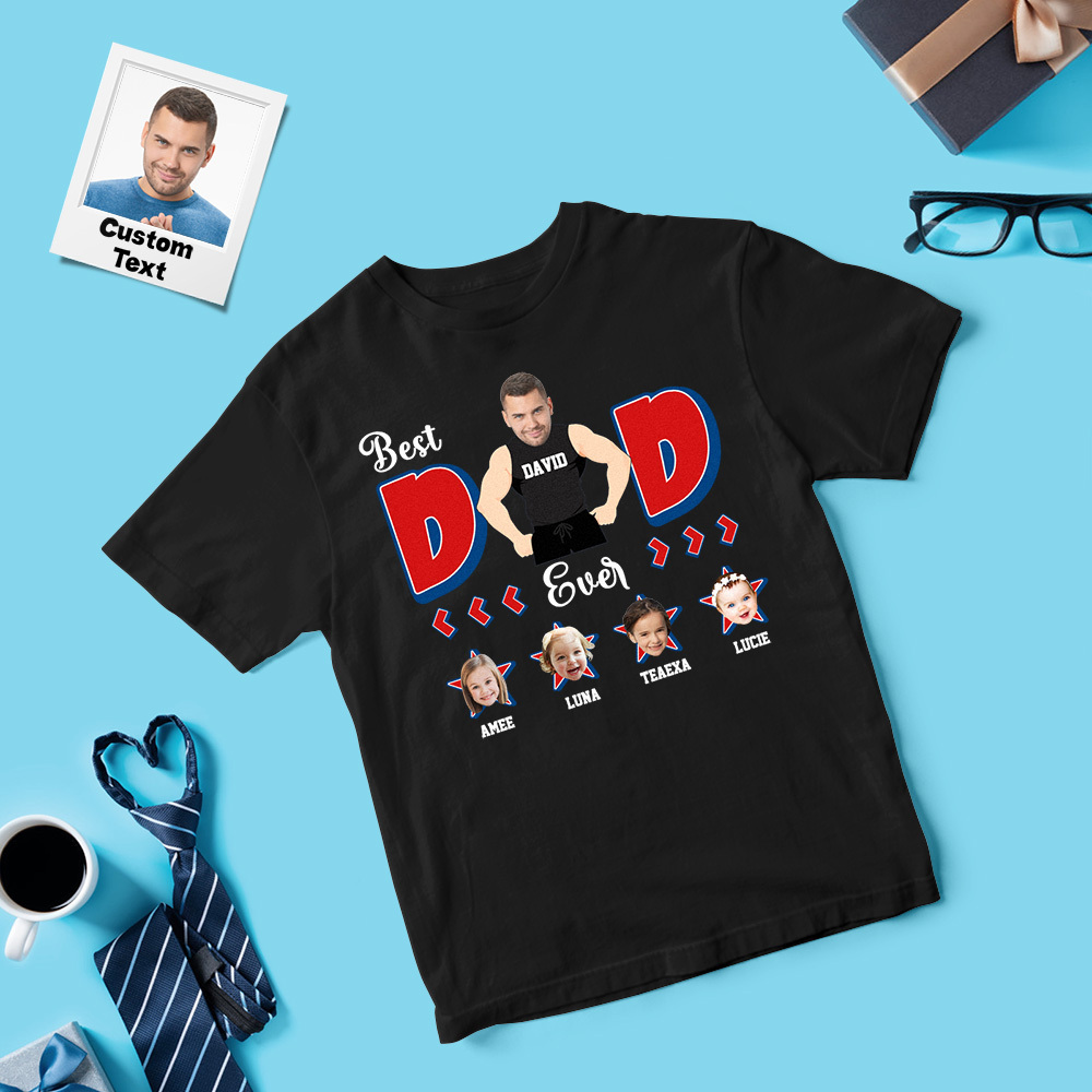 Personalized Muscle Dad Shirt Father's Day Shirt Custom Photo Tshirt Gift Happy Fathers Day Gift
