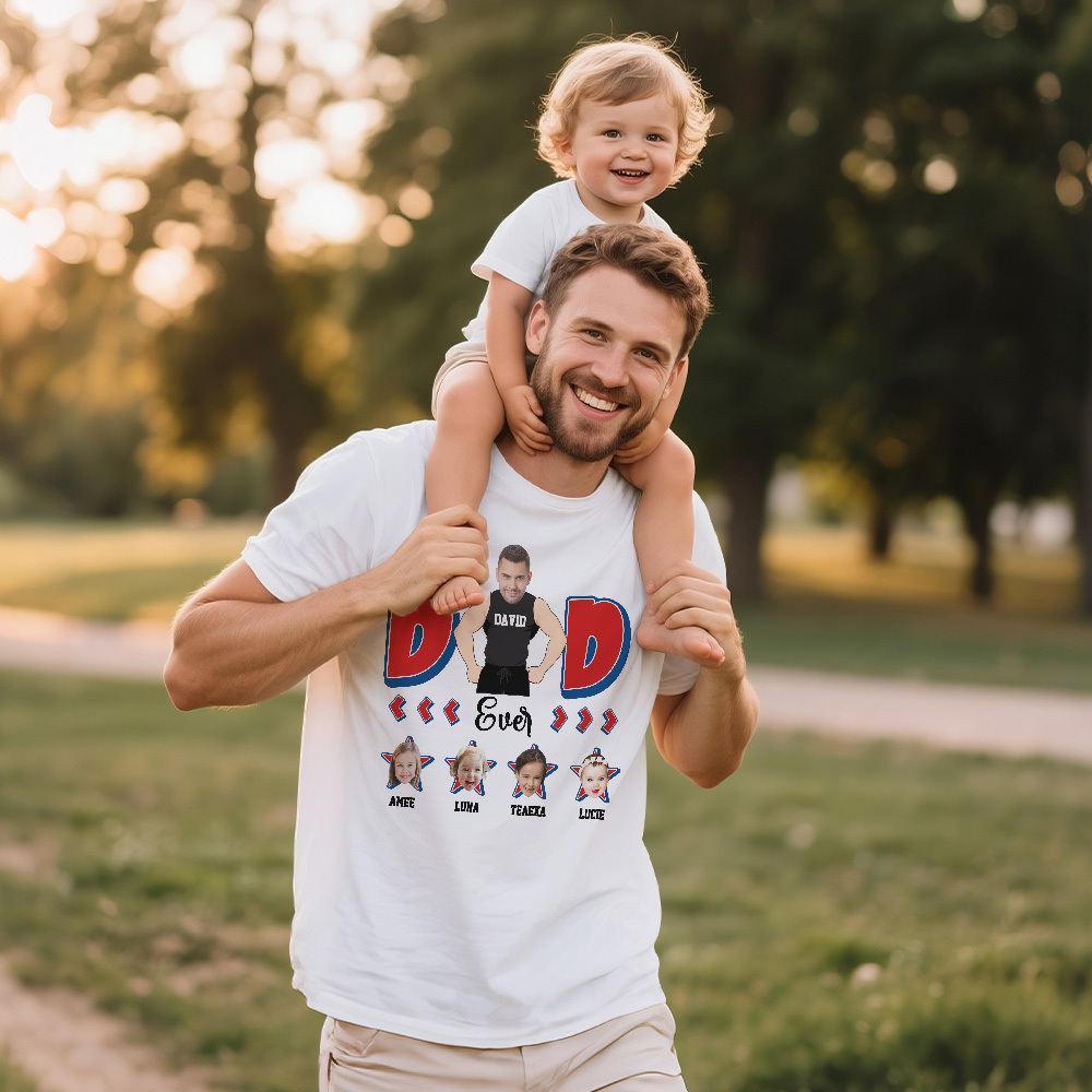 Personalized Muscle Dad Shirt Father's Day Shirt Custom Photo Tshirt Gift Happy Fathers Day Gift