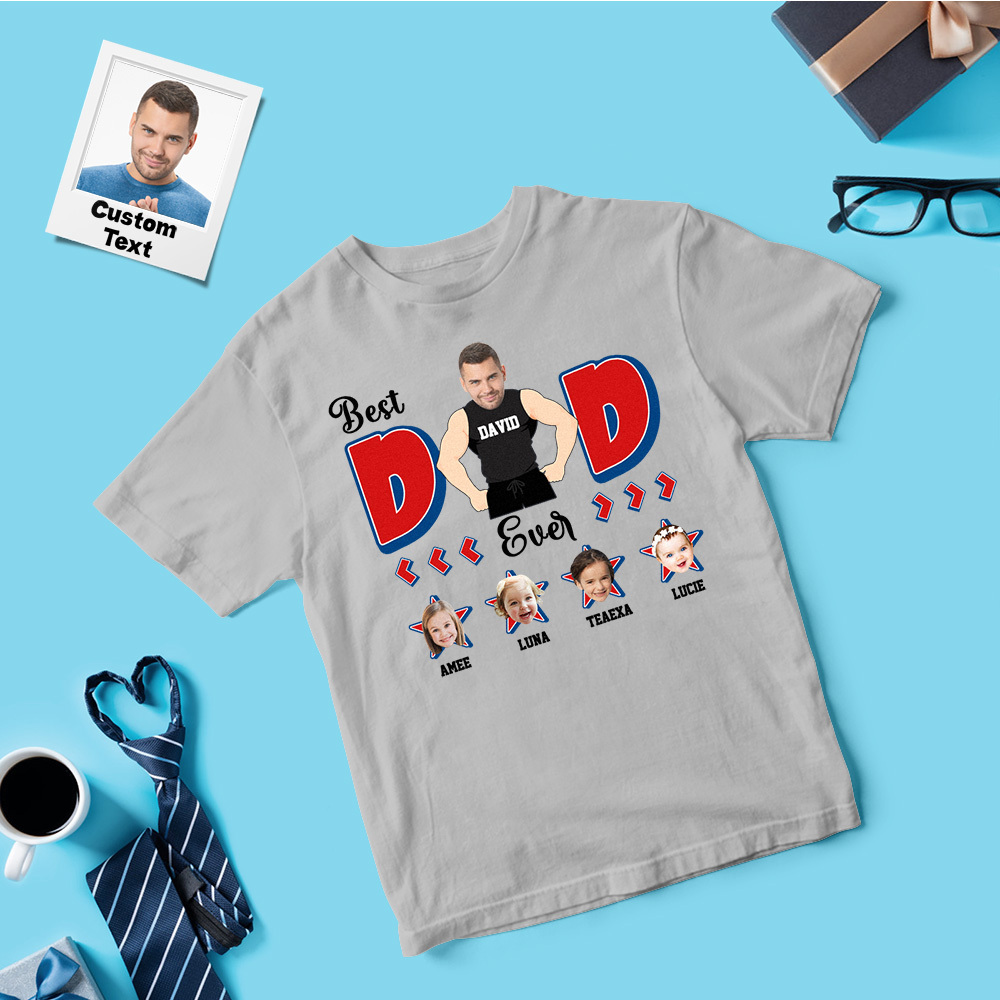 Personalized Muscle Dad Shirt Father's Day Shirt Custom Photo Tshirt Gift Happy Fathers Day Gift