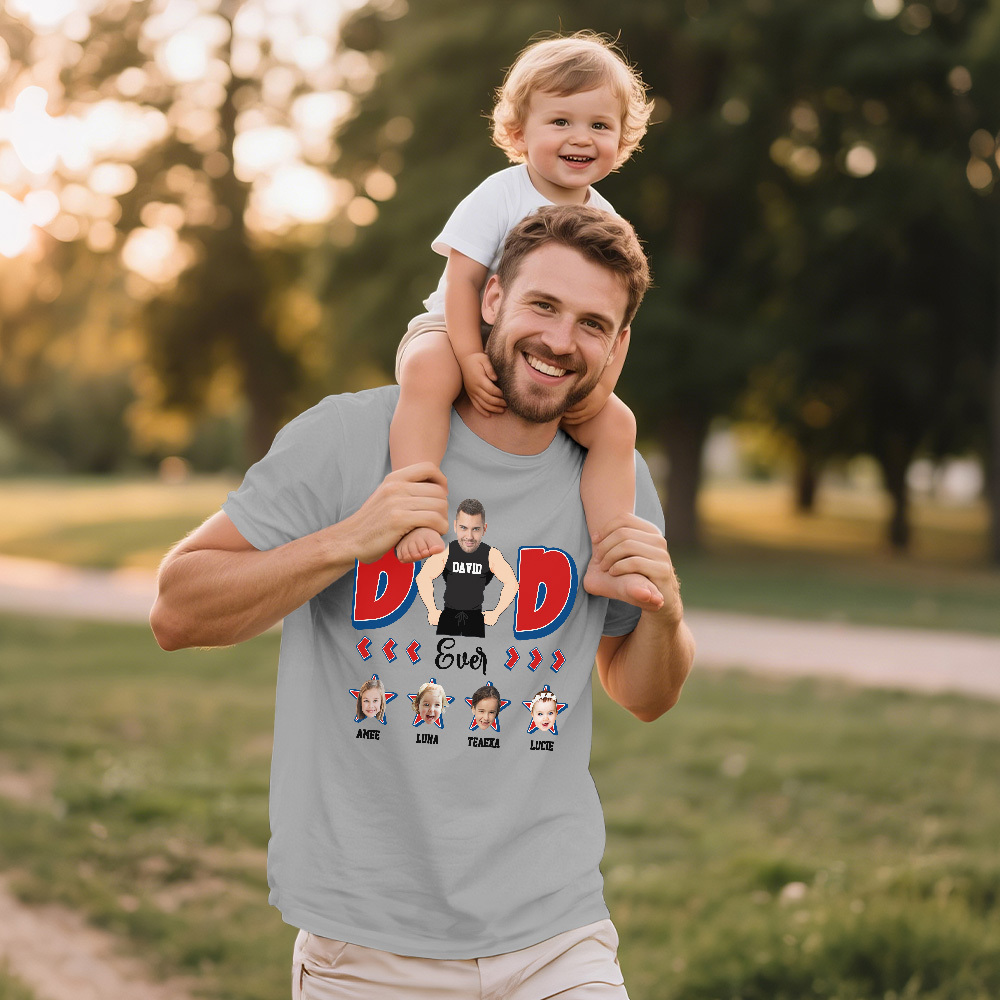 Personalized Muscle Dad Shirt Father's Day Shirt Custom Photo Tshirt Gift Happy Fathers Day Gift