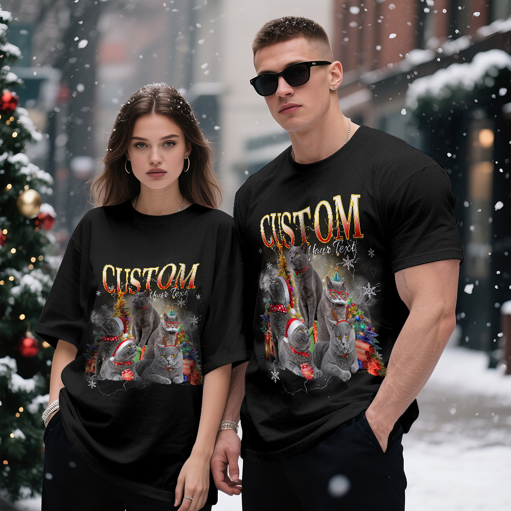 Custom Pet Owner T-Shirt Cute Cat Photo Perfect Christmas Gift for Pet Lovers Christmas Gift