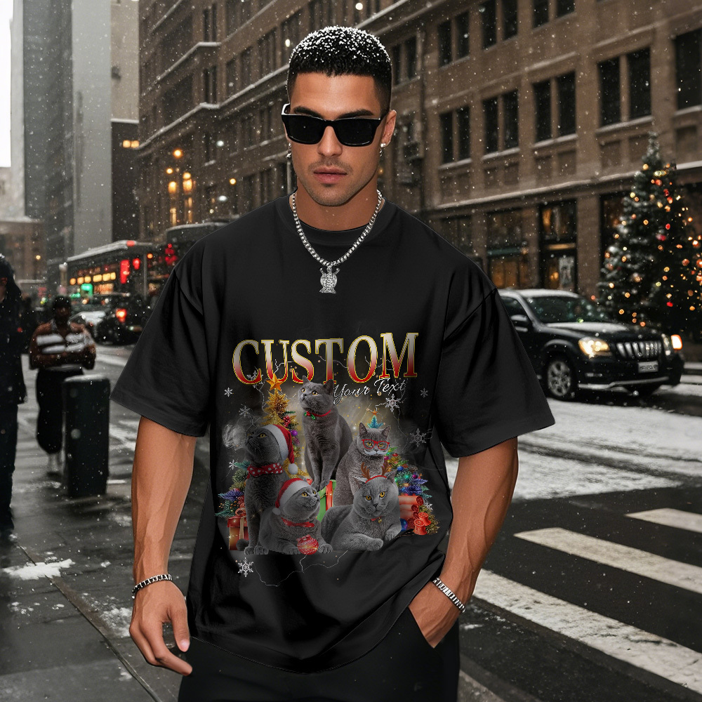 Custom Pet Owner T-Shirt Cute Cat Photo Perfect Christmas Gift for Pet Lovers Christmas Gift