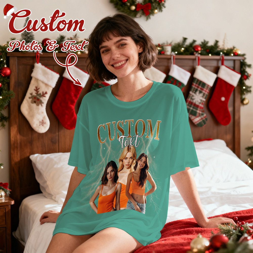 Christmas Gifts Custom Vintage Bootleg Shirt Cotton Photo Name Personalized Shirt Custom T Shirts 90's Tee - SantaSocks