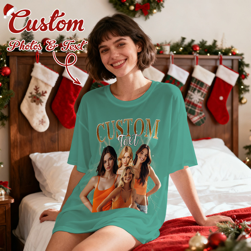 Christmas Gifts Custom Vintage Bootleg Shirt Cotton Photo Name Personalized Shirt Custom T Shirts 90's Tee - SantaSocks