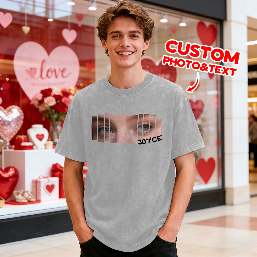 Valentine Gifts Custom Eyes Shirt Girlfriend Eyes Tee Personalized Photo and Name for Lovers