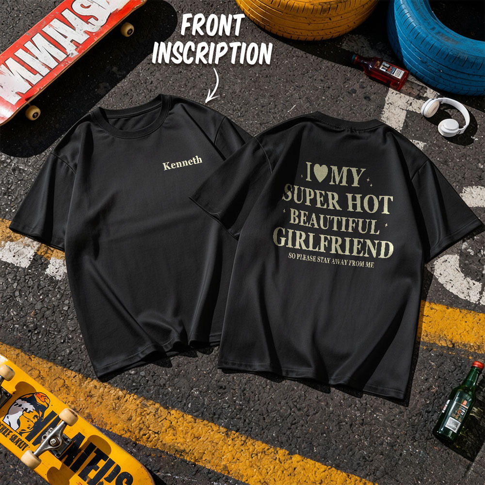 Custom Name T-Shirt Personalized I Miss My Girlfriend Shirt Gift for Couple Anniversary Valentine