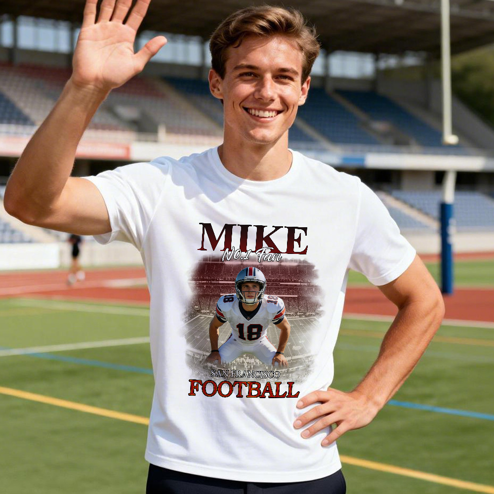 Custom Photo Sport Theme Vintage Tee Personalized Name T-shirt Gifts Perfect As Commemorative Gifts For Athletes Fans And Teams