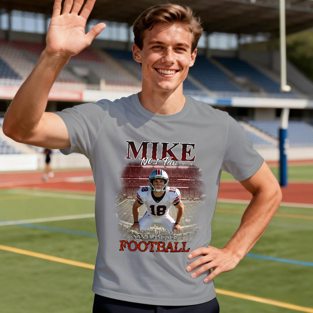 Custom Photo Sport Theme Vintage Tee Personalized Name T-shirt Gifts Perfect As Commemorative Gifts For Athletes Fans And Teams