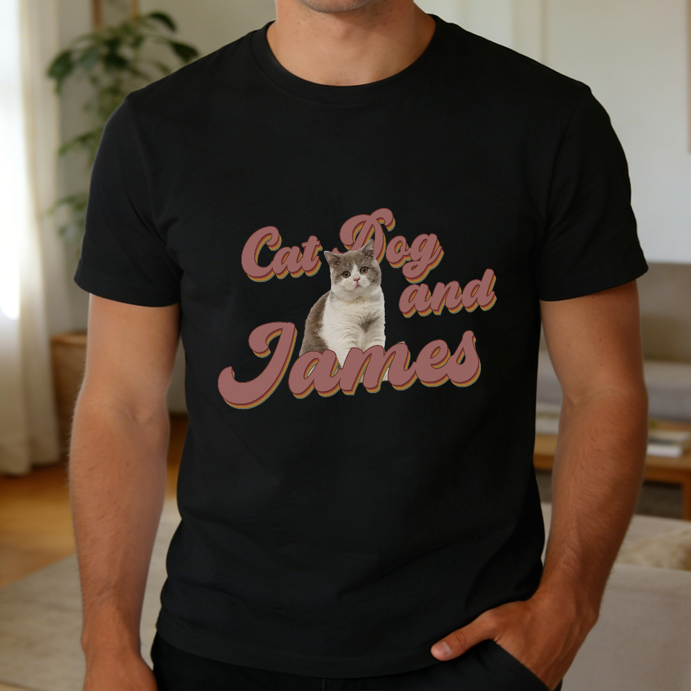 Custom Photo And Text T-Shirt Personalized Pet Face Shirt Custom Pet Portrait T-Shirt Gift for Pet Lovers