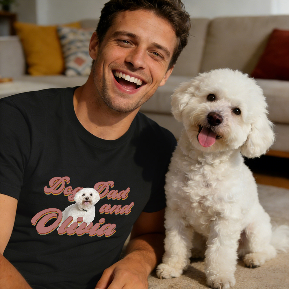 Custom Photo And Text T-Shirt Personalized Pet Face Shirt Custom Pet Portrait T-Shirt Gift for Pet Lovers
