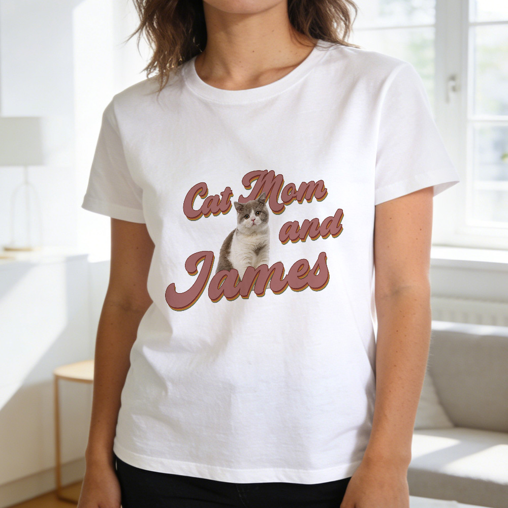 Custom Photo And Text T-Shirt Personalized Pet Face Shirt Custom Pet Portrait T-Shirt Gift for Pet Lovers